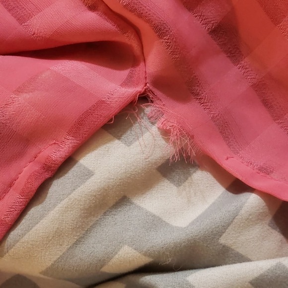 Liz Baker Pink sheer striped plaid printed button up - Picture 9 of 9